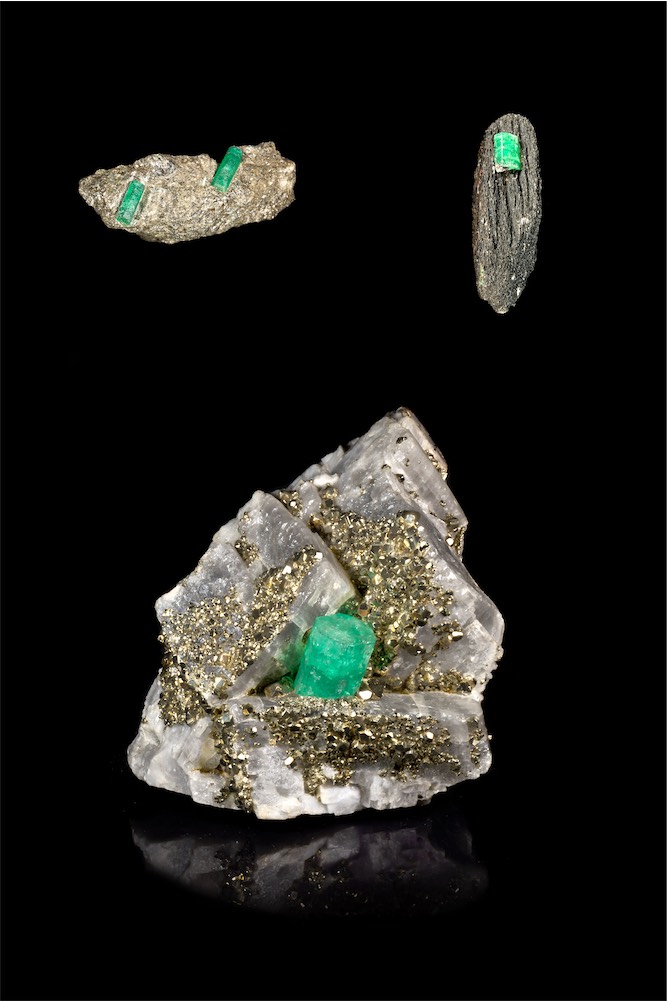 DSC_8759 emerald and pyrite on calcite Chivor Colombia