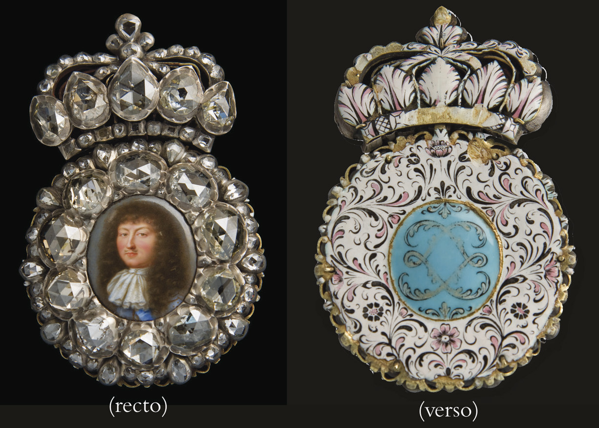IMPORTANTE BOITE A PORTRAIT DE LOUIS XIVLA MINIATURE PAR JEAN I PETITOT (1607-1691), LA MONTURE PROBABLEMENT PAR PIERRE OU LAURENT LE TESSIER DE MONTARSY, VERS 1680