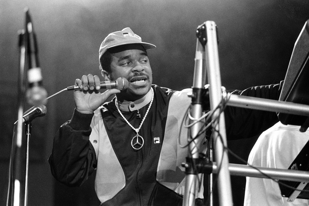 Sir Mix-A-Lot lors d’un concert à Wembley Stadium, Londres, 19 juillet 1986.