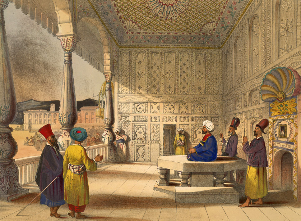 "Interior of the palace of Shauh Shujah Ool Moolk, late king of Cabul" New York Public Library Digital Collections.
