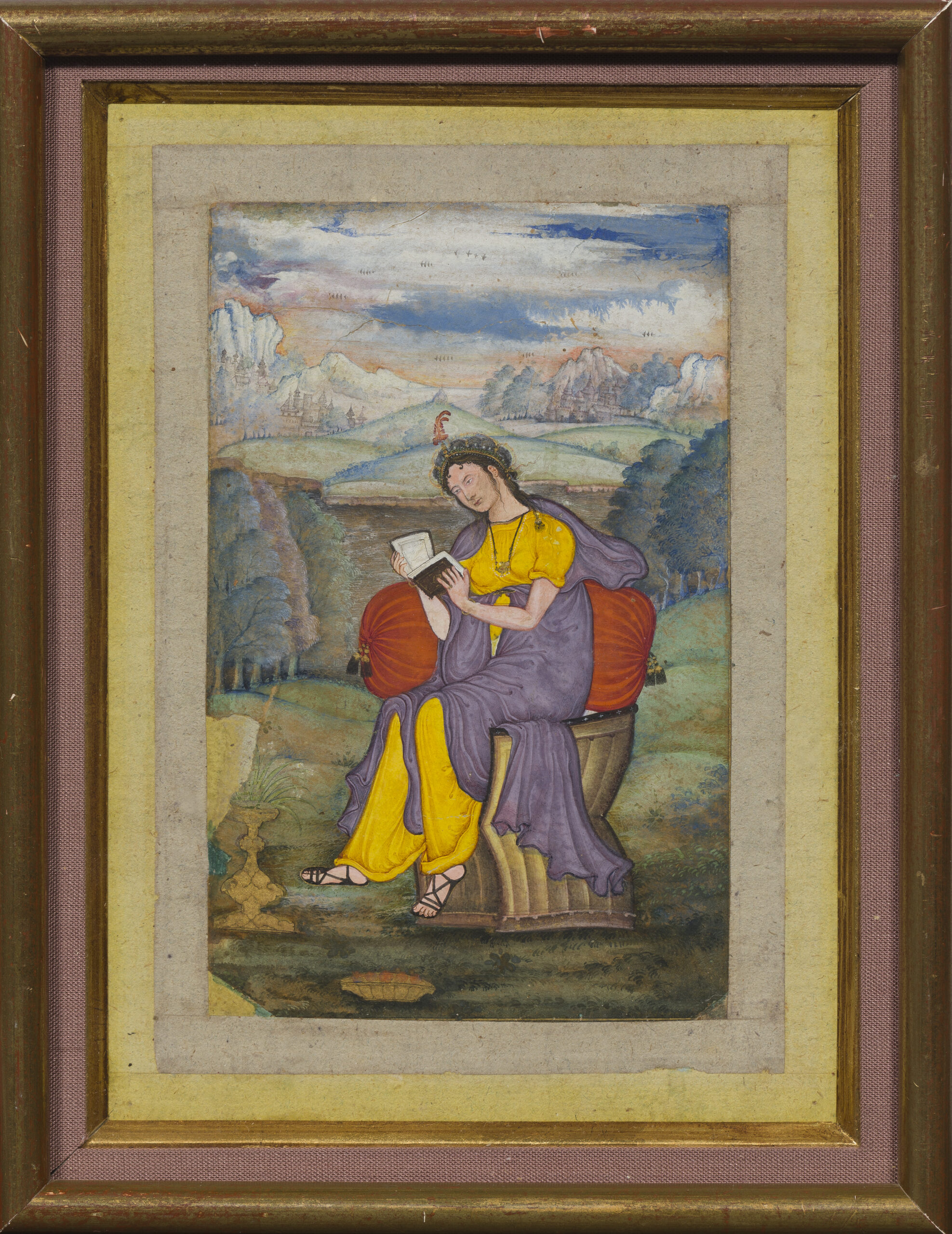 Beau portrait moghol d’une Européenne. Pigments et or sur papier. Inde, fin du XVIe – début du XVIIe siècle, période moghole. Peinture : 14 × 9 cm. Estimation : 6 000 – 8 000 €. Adjudication : 67600 EUR (frais inclus) Vente Boisgirard – Antonini (Interencheres), lot 261 — 17 décembre 2025. Expertise : Alexis Renard (expert CNES), assisté d’Audrey Liber. Bijoux - Tableaux anciens et modernes - Philatélie - Cartes postales - Photographies - Verres irisés antiques « Collection de Monsieur X »